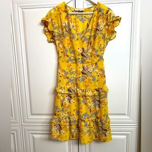 Monteau Women’s Size Small Yellow Floral Dress Summer Vacation Spring